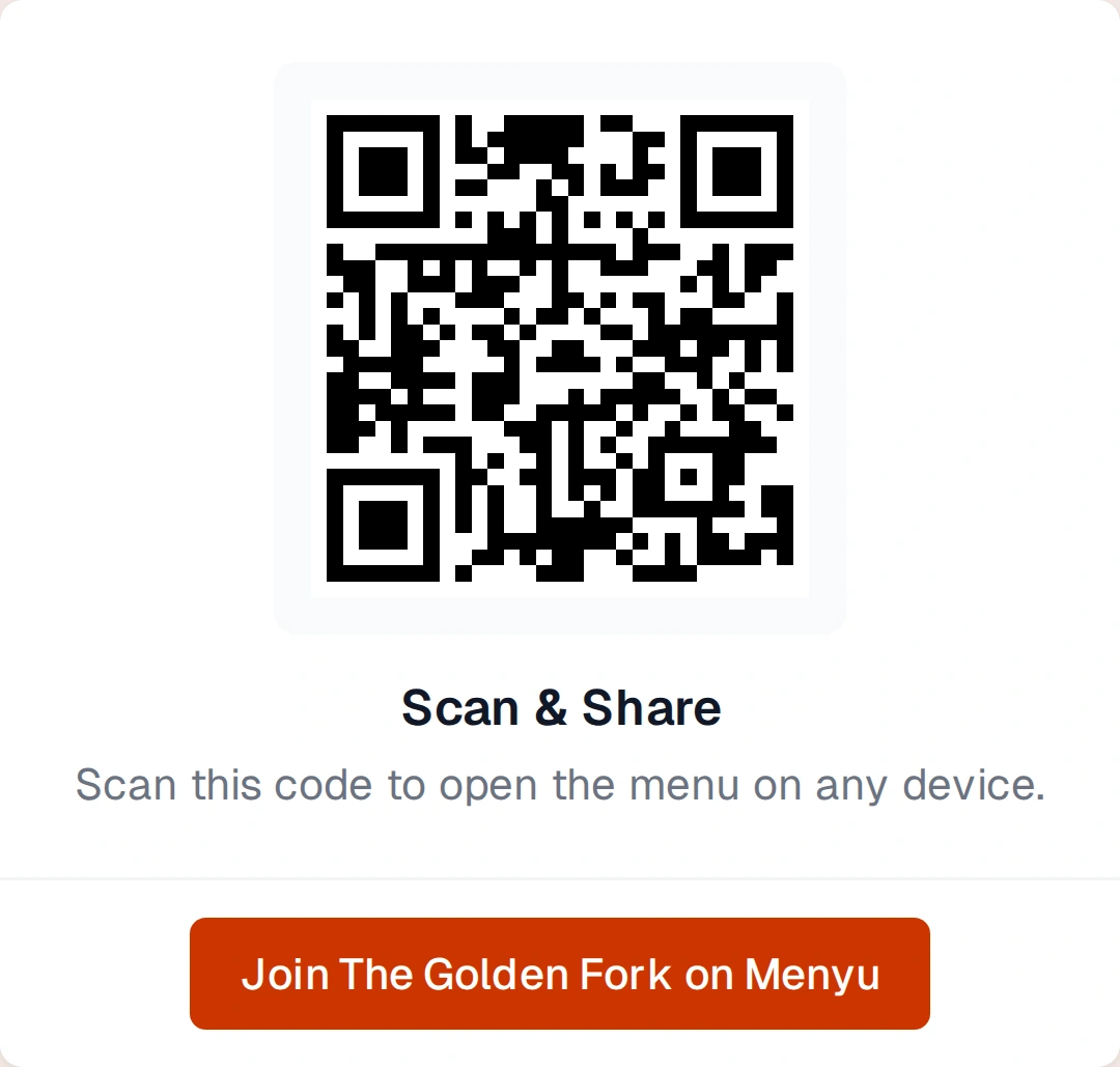 QR code card with Scan & Share CTA
